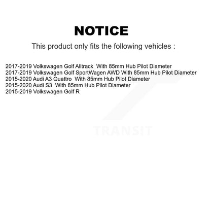 [Avant et Arrière] Ensemble roulement de roue et moyeu pour Volkswagen Golf SportWagen Audi A3 Quattro K70-101818