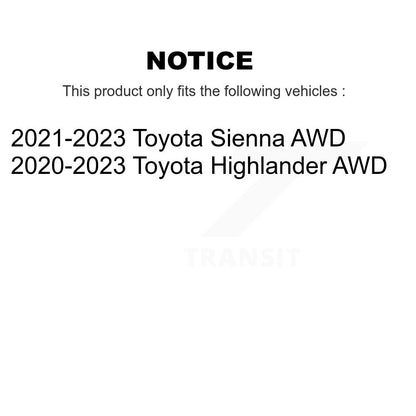 [Avant et Arrière] Ensemble roulement de roue et moyeu pour Toyota Highlander Sienna AWD K70-102039