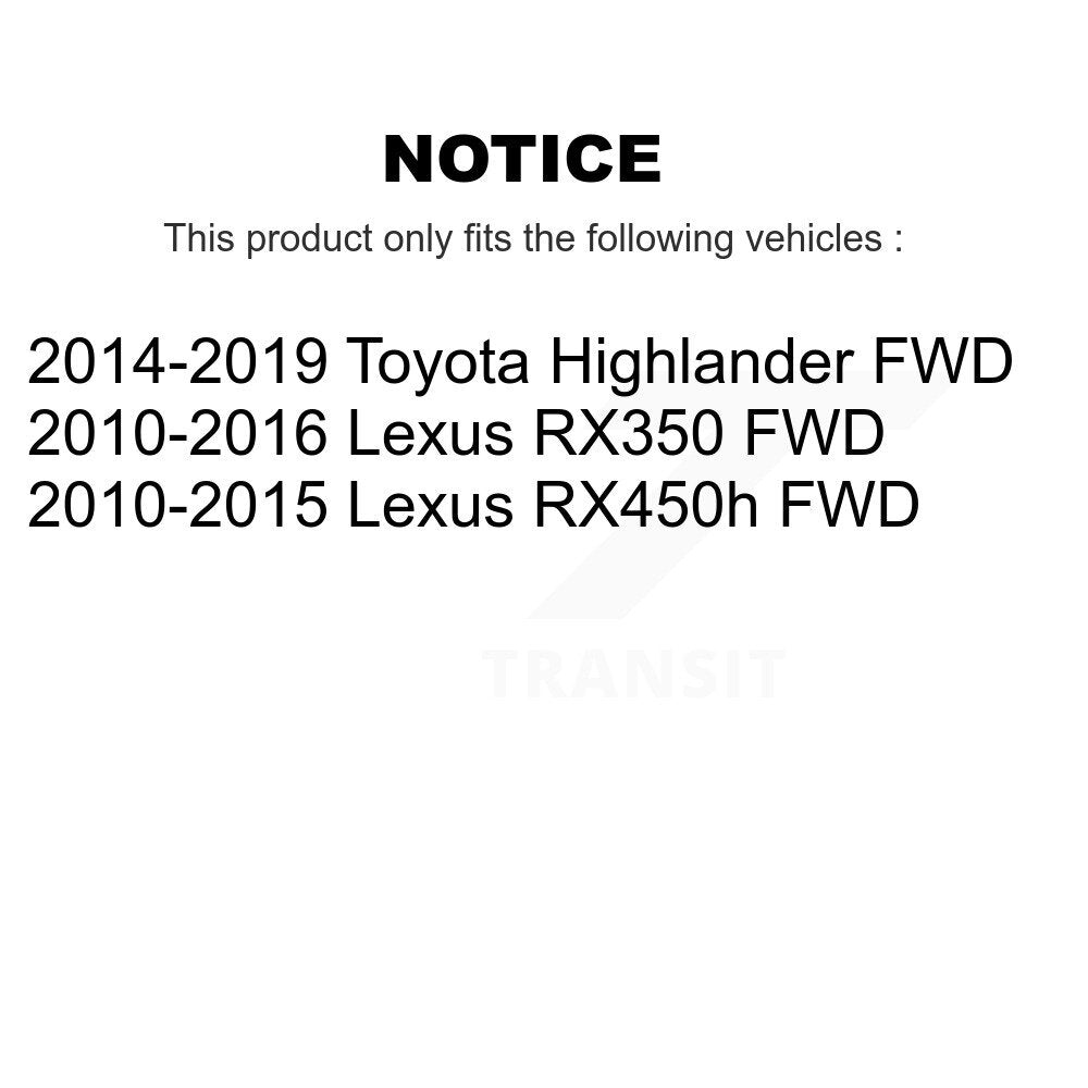 [Avant et Arrière] Roulement de roue pour Toyota Highlander Lexus RX350 RX450h FWD K70-102141