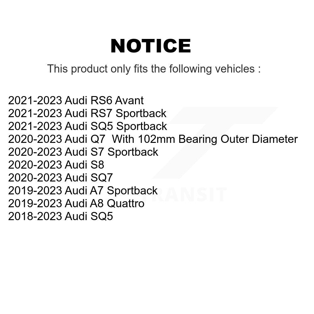 [Arrière] Ensemble roulement de roue pour Audi Q7 SQ5 Sportback A7 RS6 Avant SQ7 A8 Quattro S8 K70-102257