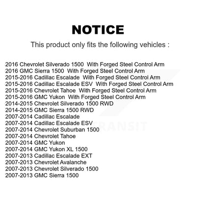 [Avant] Kit d'ensemble de bras de suspension et joint à rotule pour Chevrolet Silverado 1500 GMC Tahoe Sierra Suburban Yukon Cadillac XL Avalanche Escalade ESV EXT 7-1/4" longueur K72-100009