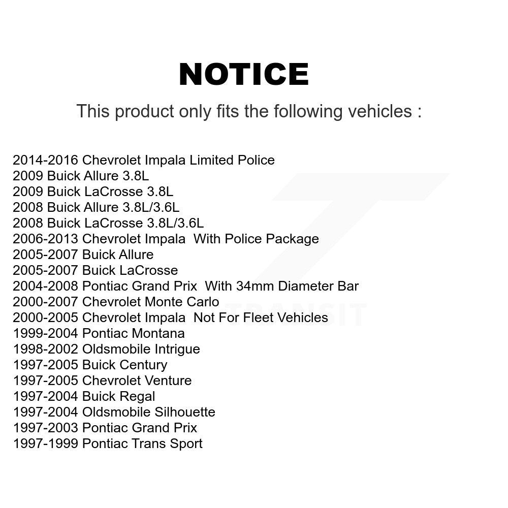 [Avant] Kit d'ensemble de bras de suspension et joint à rotule pour Chevrolet Impala Buick Pontiac Grand Prix Century LaCrosse Monte Carlo Venture Limited Regal Oldsmobile Montana Uplander Intrigue Silhouette Saturn K72-100073