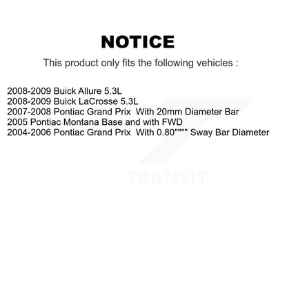 [Avant] Kit d'ensemble de bras de suspension et joint à rotule pour Pontiac Grand Prix Buick LaCrosse Montana Allure K72-100074