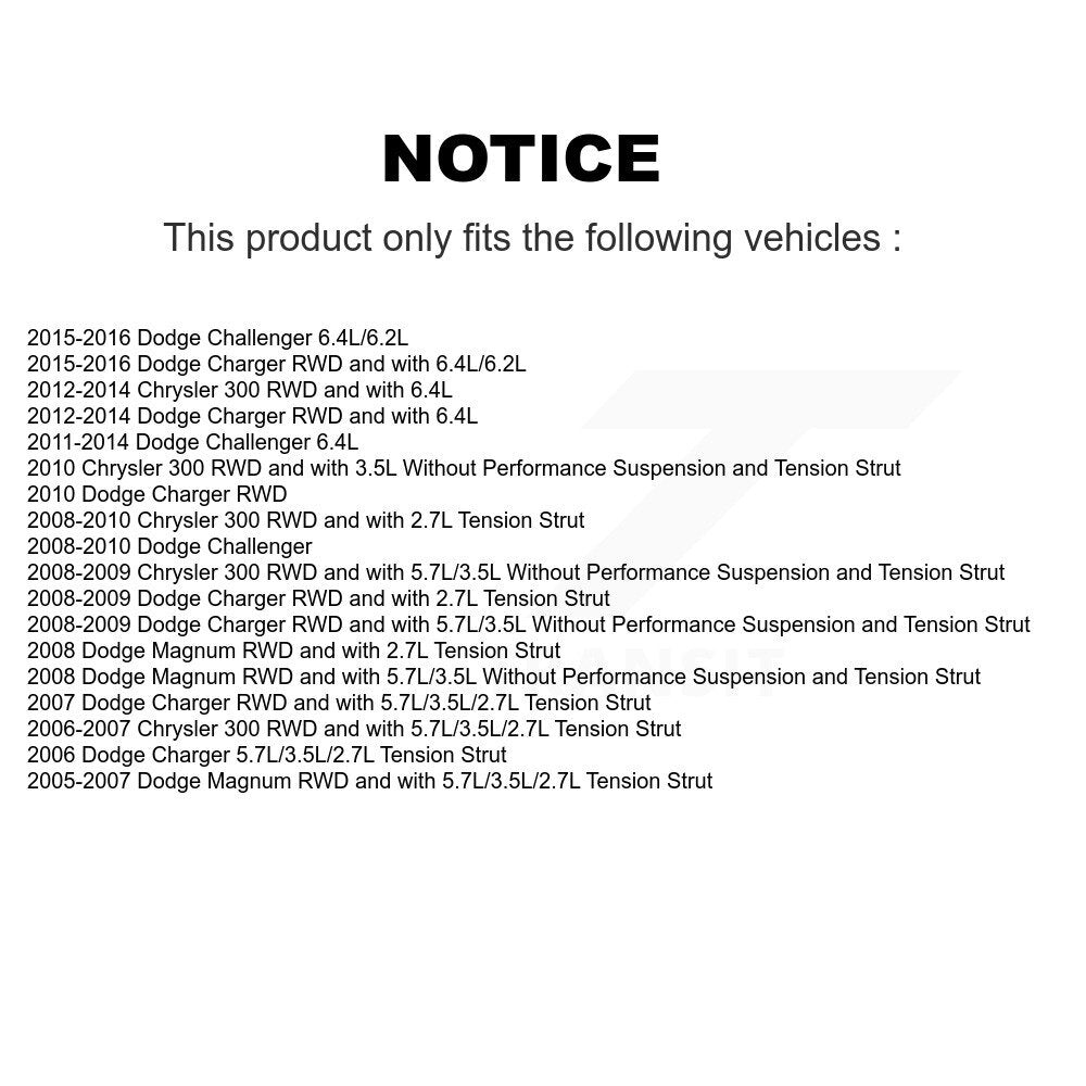 [Avant] Kit d'ensemble de bras de suspension et joint à rotule pour Dodge Charger Chrysler 300 Challenger Magnum K72-100096