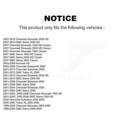 [Avant] Kit d'ensemble de bras de suspension et joint à rotule pour Chevrolet Silverado 2500 HD GMC Sierra 3500 Hummer H2 Classic 1500 Suburban Yukon XL Avalanche K72-100110