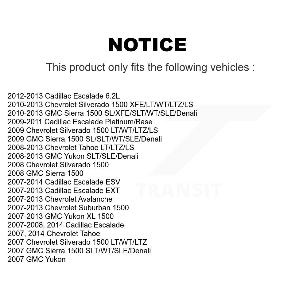 [Avant] Kit d'ensemble de bras de suspension et joint à rotule pour Chevrolet Silverado 1500 GMC Tahoe Sierra Suburban Yukon Cadillac XL Avalanche Escalade ESV EXT 7-1/4" longueur K72-100117
