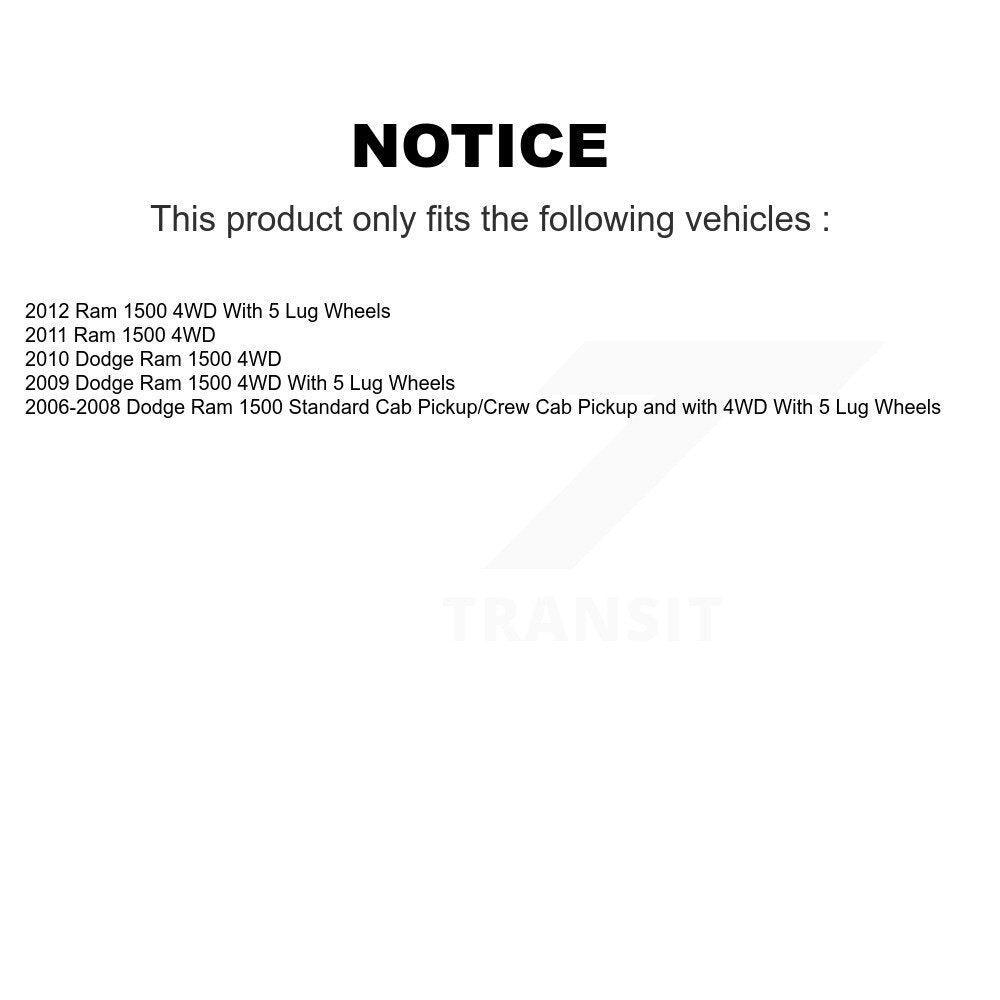 [Avant] Kit d'ensemble de bras de suspension et joint à rotule pour Dodge Ram 1500 4WD K72-100128