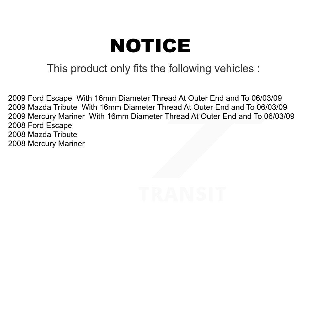 [Avant] Kit d'ensemble de bras de suspension et joint à rotule pour 2008-2009 Mazda Tribute avec 16mm Diameter Thread At Outer K72-100130