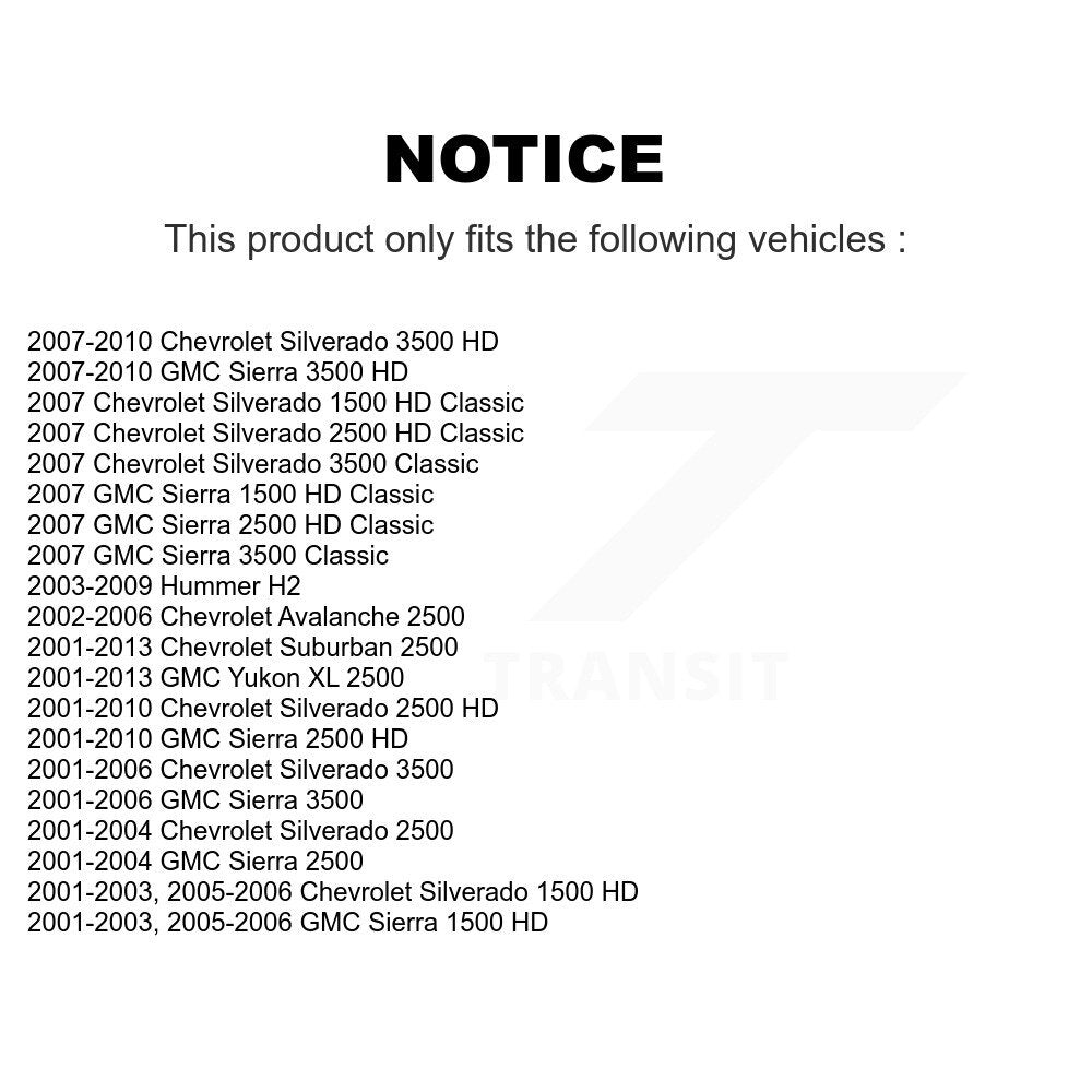 [Avant] Kit d'ensemble de bras de suspension et joint à rotule pour Chevrolet Silverado 2500 HD GMC Sierra 3500 Hummer H2 Classic 1500 Suburban Yukon XL Avalanche K72-100143