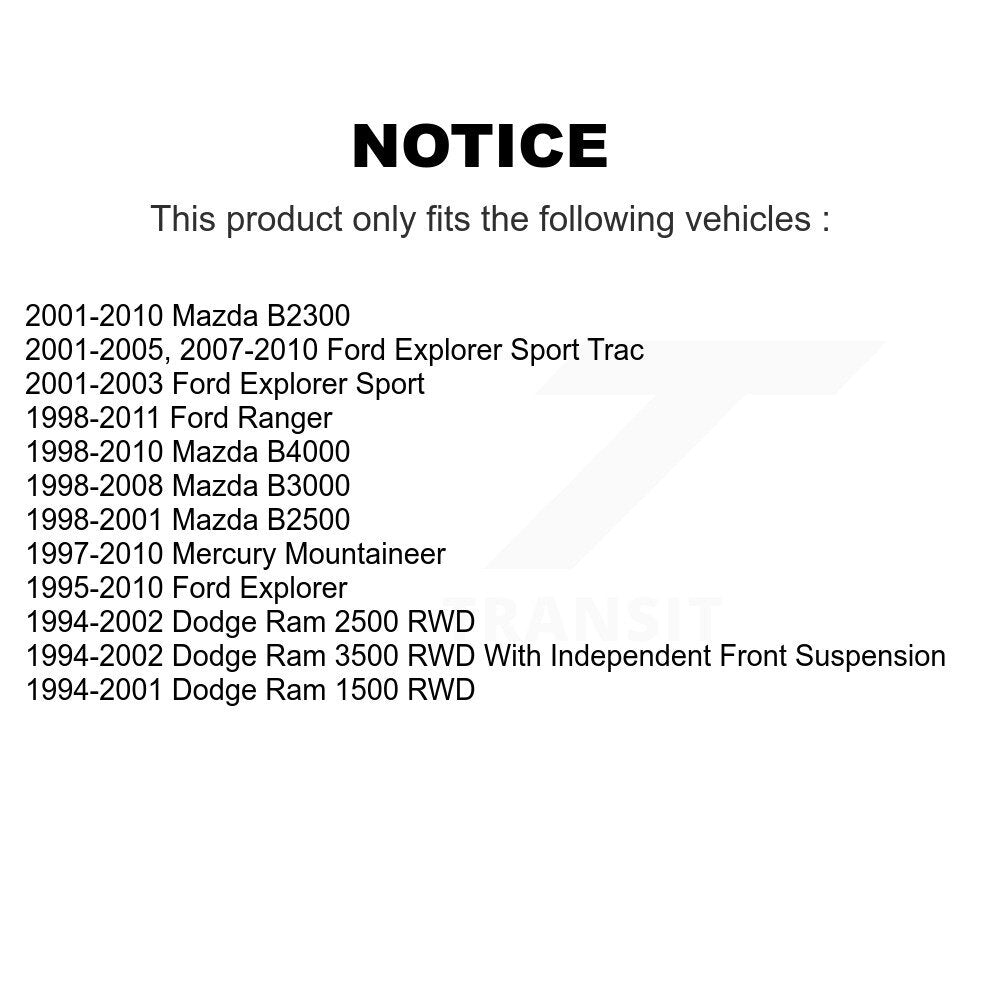 [Avant] Kit de biellette de barre stabilisatrice de suspension pour Ford Explorer Ranger Dodge F-150 Ram 1500 2500 Sport Trac Mercury Mountaineer 3500 Mazda B3000 B2500 B4000 B2300 K72-100189