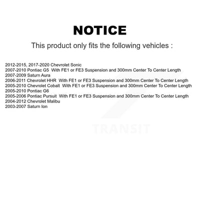 [Avant] Kit de biellette de barre stabilisatrice de suspension pour Chevrolet Cobalt Malibu Pontiac G6 HHR Saturn Sonic Ion Aura G5 Pursuit K72-100241
