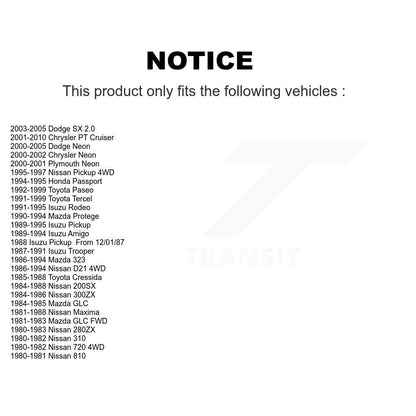 [Avant] Kit de biellette de barre stabilisatrice de suspension pour Nissan D21 Pickup Toyota Isuzu Tercel Rodeo Mazda 300ZX 280ZX Trooper Paseo Maxima Protege 323 720 Honda Passport Cressida 200SX Amigo GLC 310 810 Plymouth Conquest K72-100272