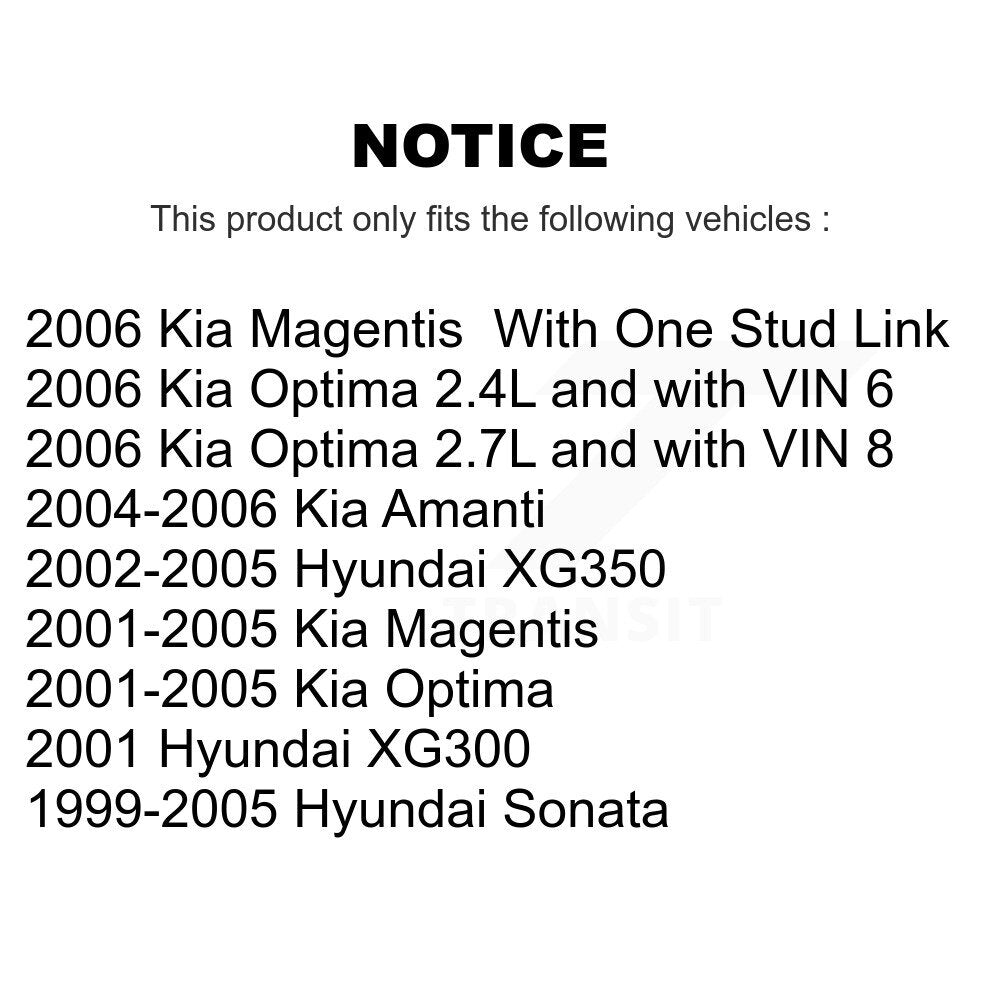 [Avant] Kit de biellette de barre stabilisatrice de suspension pour Hyundai Sonata Kia Optima XG350 Amanti XG300 Magentis K72-100279