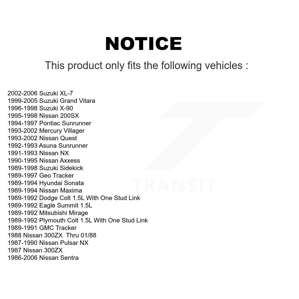 [Avant] Kit de biellette de barre stabilisatrice de suspension pour Nissan Sentra Quest Mercury Villager Metro Geo Suzuki Chevrolet Maxima Aerio Dodge 200SX Stealth Esteem 300ZX Swift Colt Pulsar NX Plymouth Mitsubishi Mirage Hyundai K72-100286