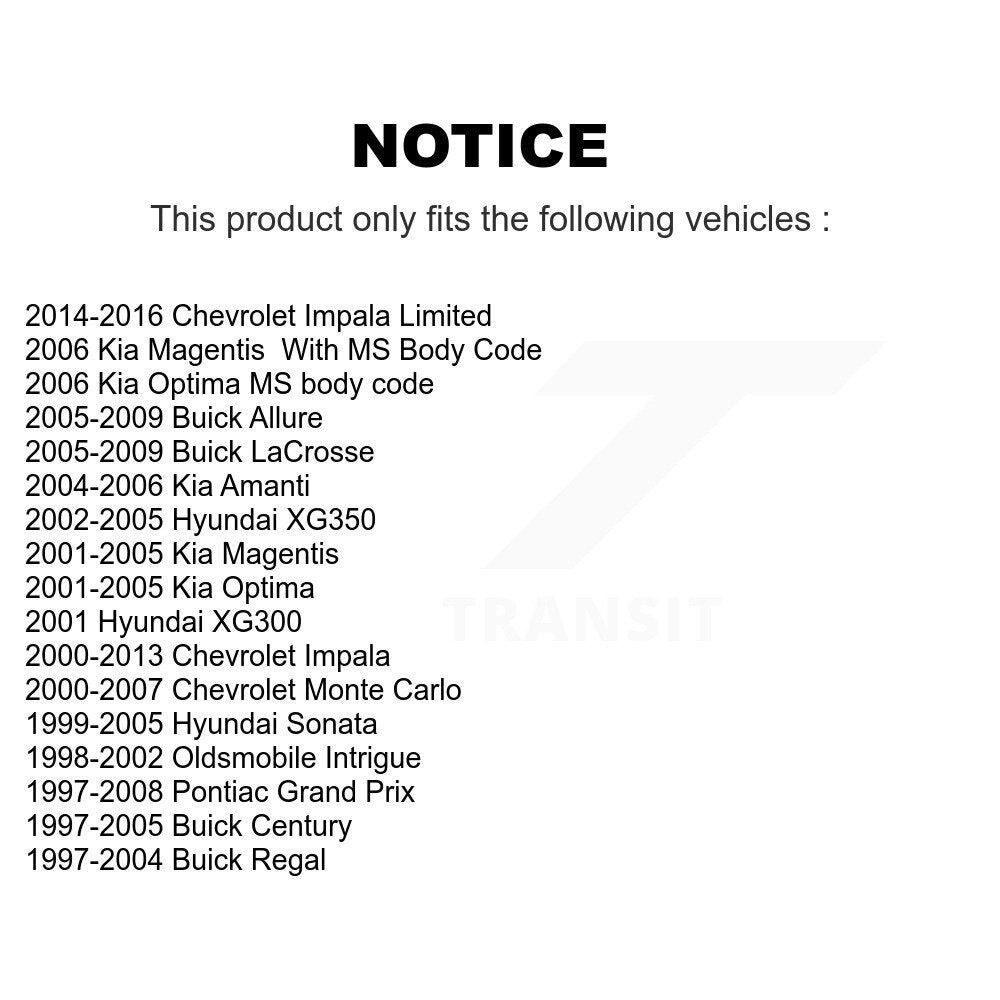 [Arrière] Kit de biellette de barre stabilisatrice de suspension pour Chevrolet Impala Buick Pontiac Grand Prix LaCrosse Century Allure Kia K72-100332