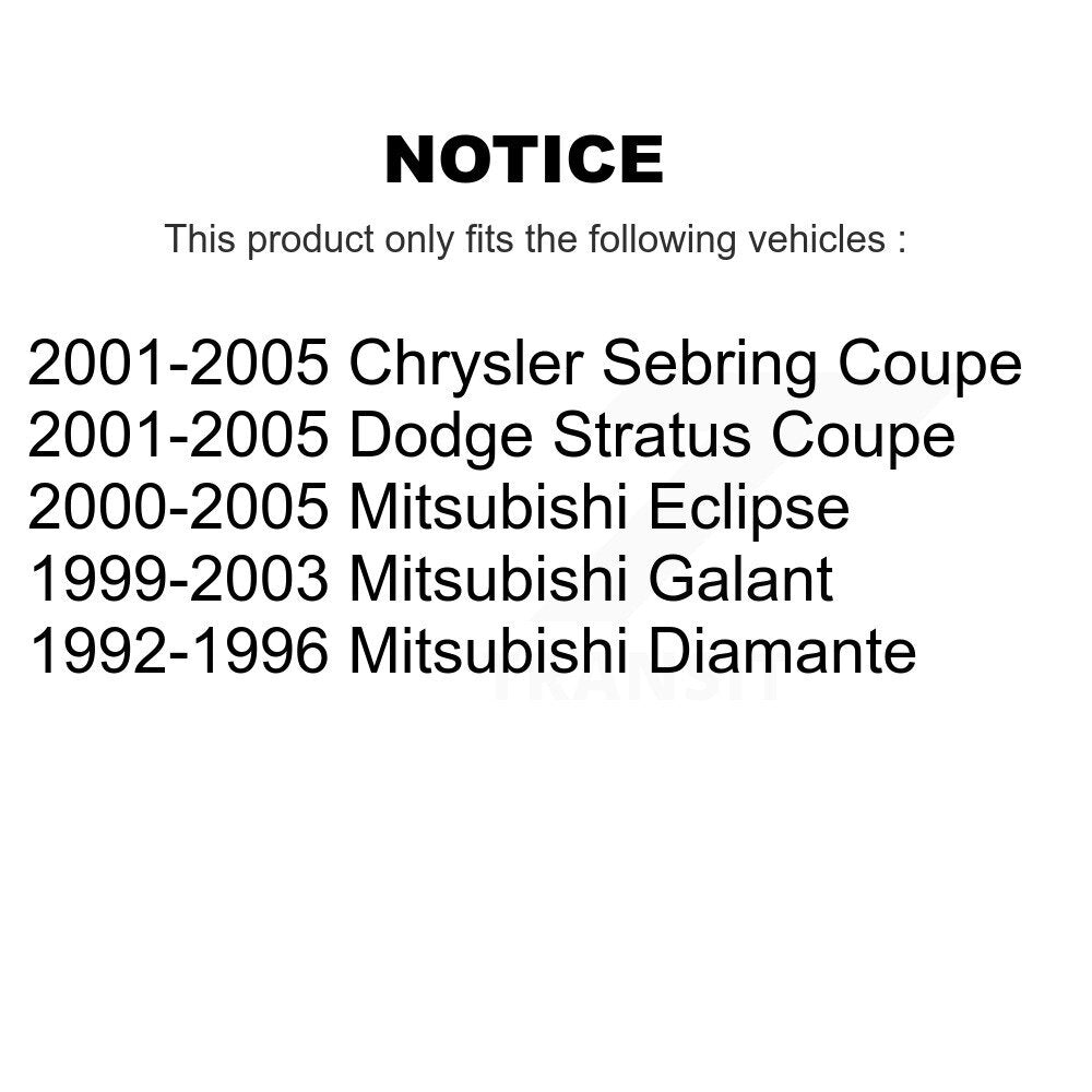 [Arrière] Kit de biellette de barre stabilisatrice de suspension pour Mitsubishi Chrysler Sebring Dodge Stratus Eclipse Galant Diamante K72-100343