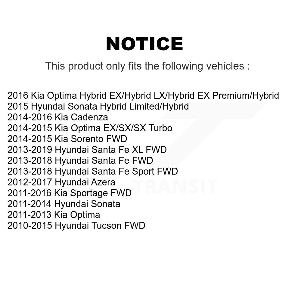 [Arrière] Kit de biellette de barre stabilisatrice de suspension pour Hyundai Kia Sonata Optima Santa Fe Sport Tucson Sportage Sorento Azera Cadenza XL K72-100360