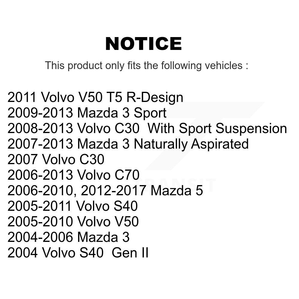 [Arrière] Kit de biellette de barre stabilisatrice de suspension pour Mazda 3 Volvo 5 S40 C70 C30 V50 Sport K72-100384