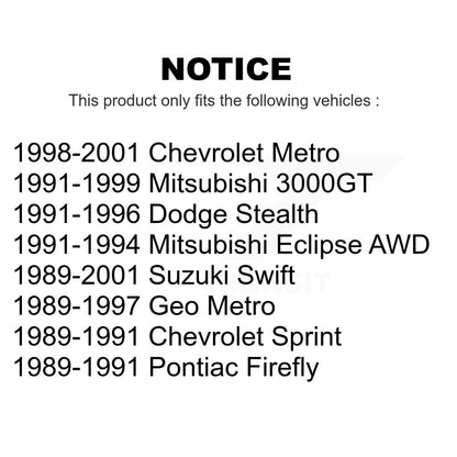 [Arrière] Kit de biellette de barre stabilisatrice de suspension pour Metro Geo Mitsubishi 3000GT Chevrolet Dodge Stealth Suzuki Swift Eclipse Pontiac Sprint Firefly K72-100402