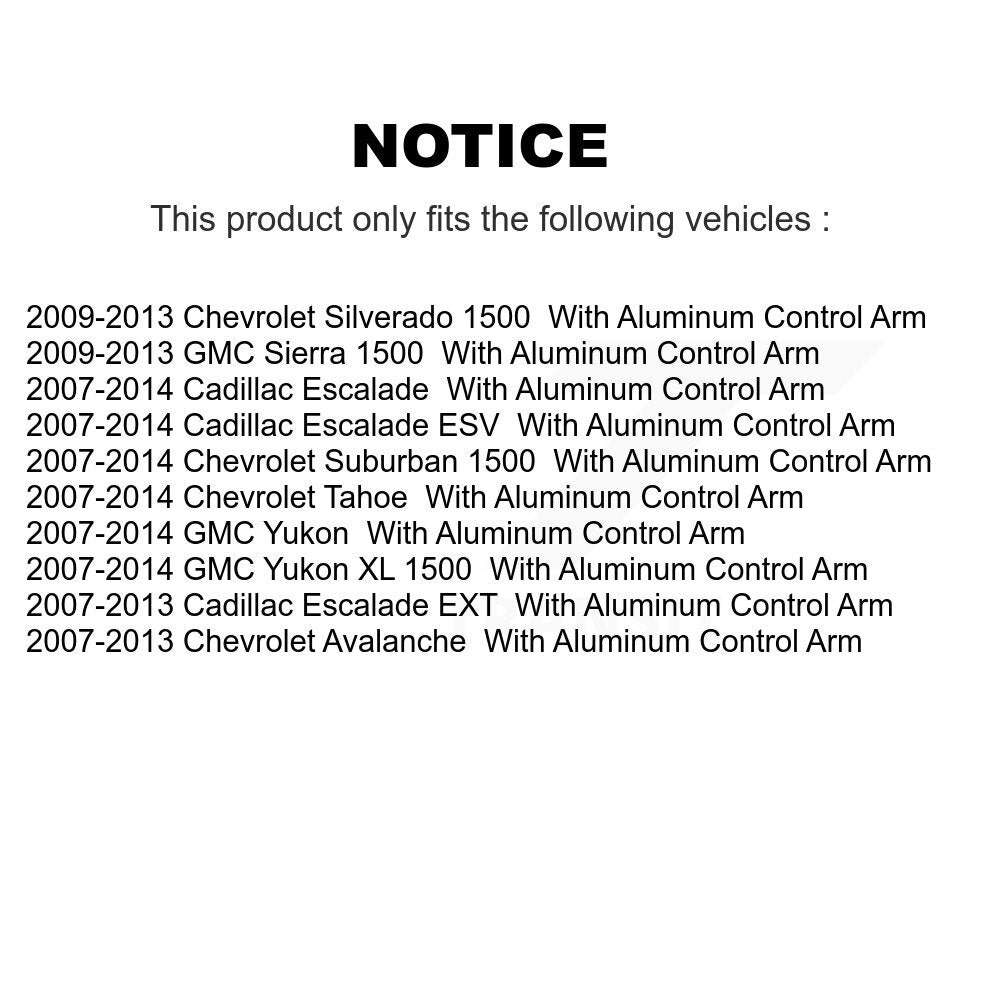 [Avant] Kit de Rotule de suspension pour Chevrolet Silverado 1500 GMC Sierra Tahoe Suburban Yukon Cadillac XL Avalanche Escalade ESV EXT 2500 K72-100426