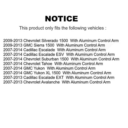 [Avant] Kit de Rotule de suspension pour Chevrolet Silverado 1500 GMC Sierra Tahoe Suburban Yukon Cadillac XL Avalanche Escalade ESV EXT 2500 K72-100426