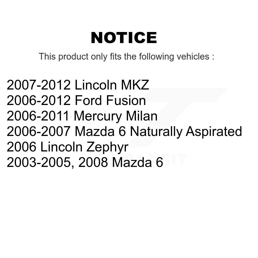 [Avant] Kit d'ensemble de bras de suspension et joint à rotule pour Ford Fusion Mazda 6 Lincoln MKZ Mercury Milan Zephyr K72-100573