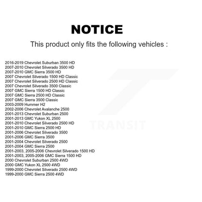 [Avant] Kit d'ensemble de bras de suspension et joint à rotule pour Chevrolet Silverado 2500 HD GMC Sierra 3500 Hummer H2 Classic 1500 Suburban Yukon XL Avalanche K72-100587