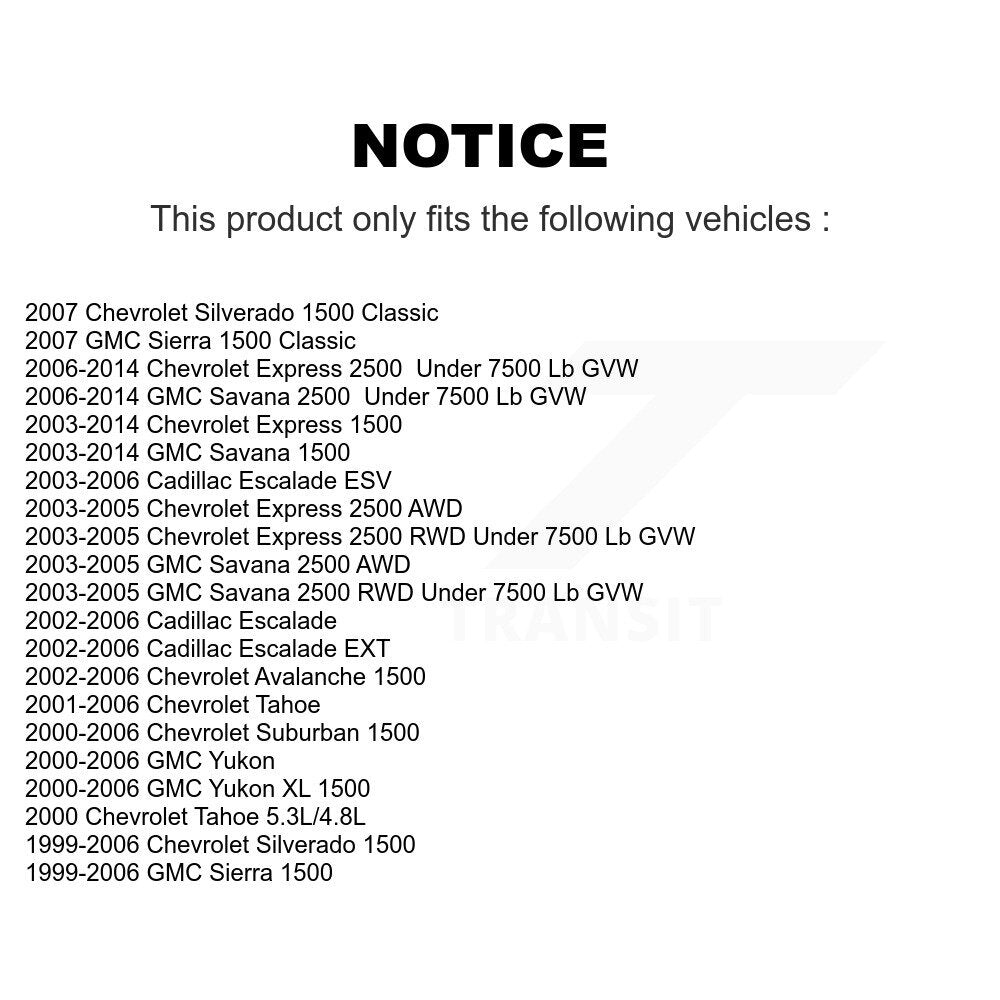 [Avant] Kit d'ensemble de bras de suspension et joint à rotule pour Chevrolet Silverado 1500 GMC Tahoe Sierra Suburban Yukon Avalanche XL Cadillac Express Classic Escalade 2500 Savana ESV EXT K72-100590