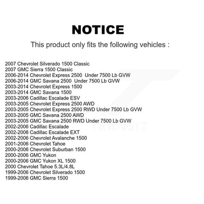 [Avant] Kit d'ensemble de bras de suspension et joint à rotule pour Chevrolet Silverado 1500 GMC Tahoe Sierra Suburban Yukon Avalanche XL Cadillac Express Classic Escalade 2500 Savana ESV EXT K72-100590