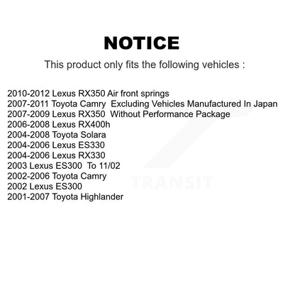 [Avant] Kit d'ensemble de bras de suspension et joint à rotule pour Toyota Camry Lexus Highlander ES350 RX350 RX330 Solara ES330 ES300 RX400h K72-100601