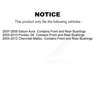 [Avant] Kit d'ensemble de bras de suspension et joint à rotule pour Chevrolet Malibu Pontiac G6 Saturn Aura Contains Rear Bushings K72-100622