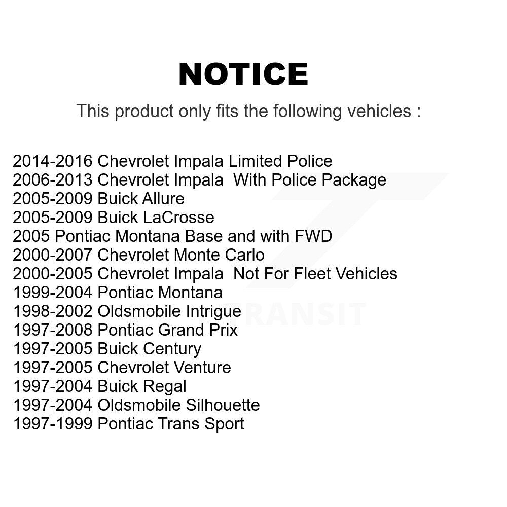 [Avant] Kit d'ensemble de bras de suspension et joint à rotule pour Chevrolet Impala Buick Pontiac Grand Prix Century LaCrosse Monte Carlo Venture Limited Regal Oldsmobile Montana Uplander Intrigue Silhouette Terraza K72-100646
