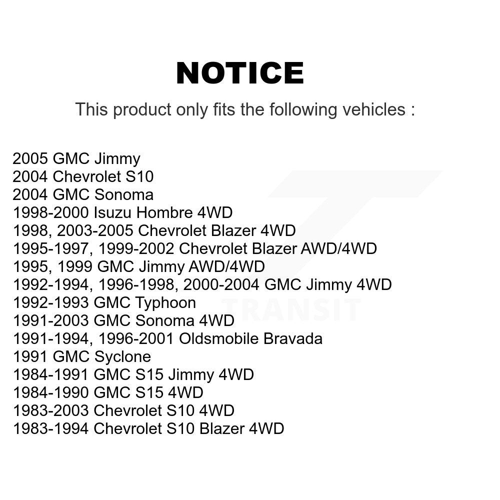 [Avant] Kit de Rotule de suspension pour Chevrolet S10 Blazer GMC Sonoma Jimmy Oldsmobile Bravada S15 Isuzu Hombre Typhoon Syclone K72-100655
