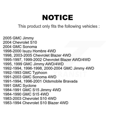 [Avant] Kit de Rotule de suspension pour Chevrolet S10 Blazer GMC Sonoma Jimmy Oldsmobile Bravada S15 Isuzu Hombre Typhoon Syclone K72-100655