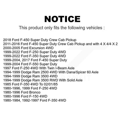 [Avant] Kit de Rotule de suspension pour Ford F-250 Super Duty F-350 F-150 Dodge Ram 2500 Excursion Bronco 3500 F-450 F-550 K72-100668