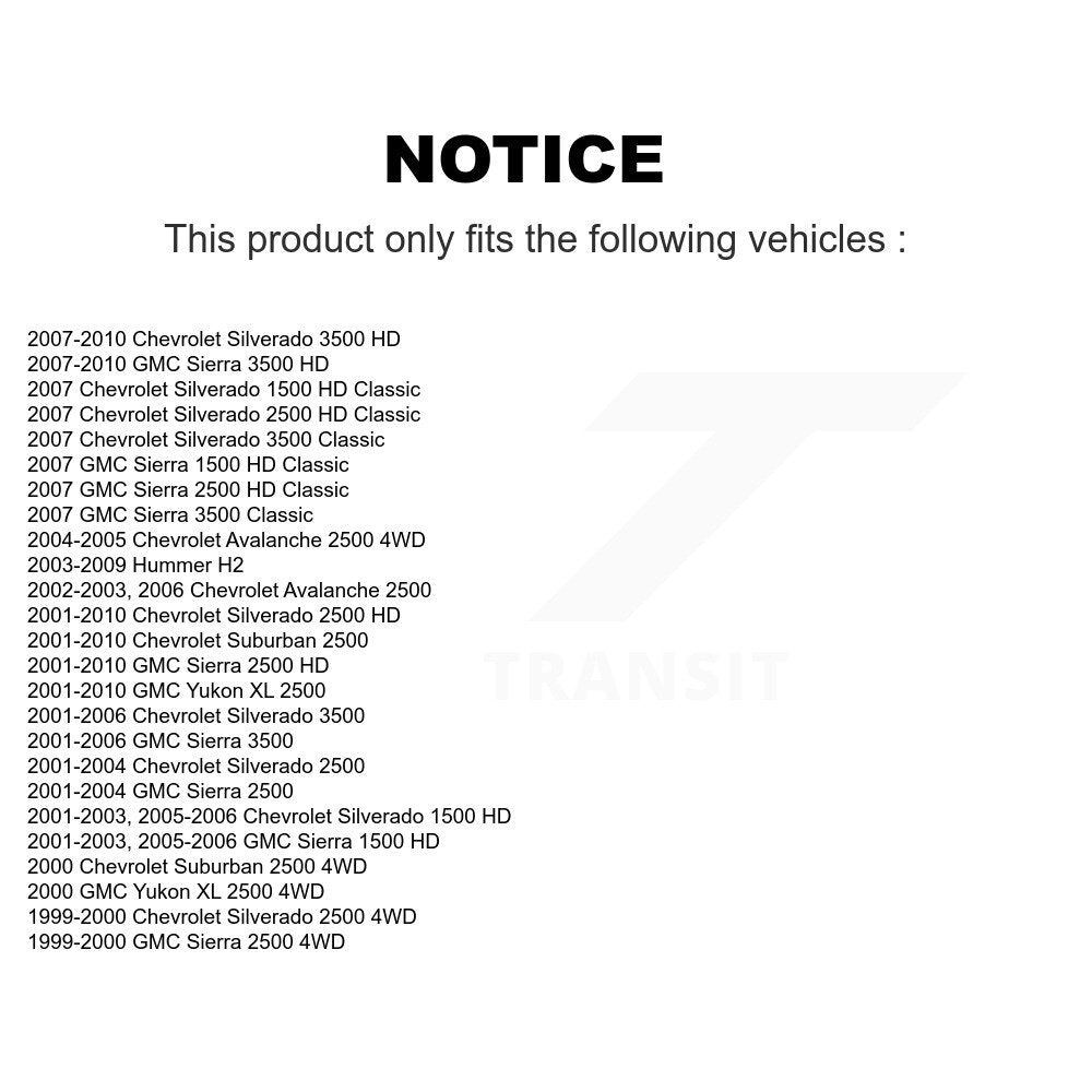 [Avant] Kit de Rotule de suspension pour Chevrolet Silverado 2500 HD GMC Sierra 3500 Hummer H2 Classic 1500 Suburban Yukon XL Avalanche K72-100720