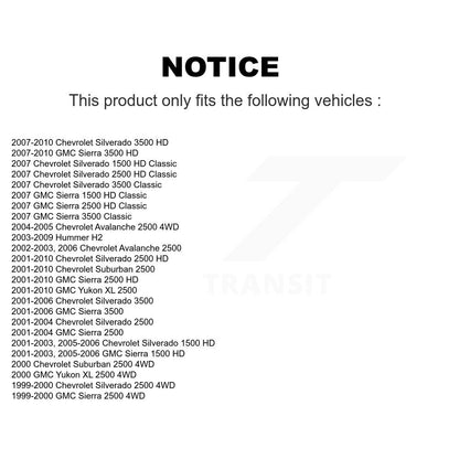 [Avant] Kit de Rotule de suspension pour Chevrolet Silverado 2500 HD GMC Sierra 3500 Hummer H2 Classic 1500 Suburban Yukon XL Avalanche K72-100720