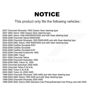 [Avant] Kit d'extrémité de biellette de direction pour Chevrolet Silverado 1500 GMC Tahoe Sierra Suburban Yukon Avalanche XL Cadillac Classic Escalade 2500 ESV EXT K72-100742