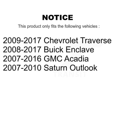 [Avant + Arrière] Kit de biellette de barre stabilisatrice de suspension pour Chevrolet Traverse GMC Acadia Buick Enclave Saturn Outlook K72-100800