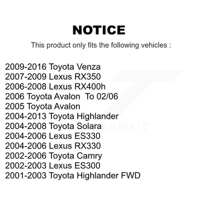 [Avant + Arrière] Kit de biellette de barre stabilisatrice de suspension pour Toyota Camry Highlander Lexus Venza RX350 RX330 Solara ES330 Avalon ES300 RX400h K72-100839