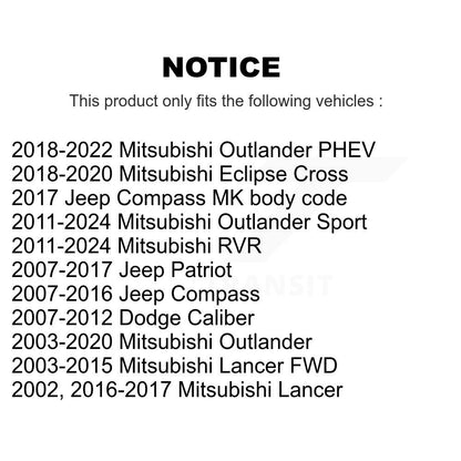 [Inférieur avant vers l'arrière] Kit de Bague de bras de suspension pour Jeep Patriot Dodge Caliber Compass K72-100864