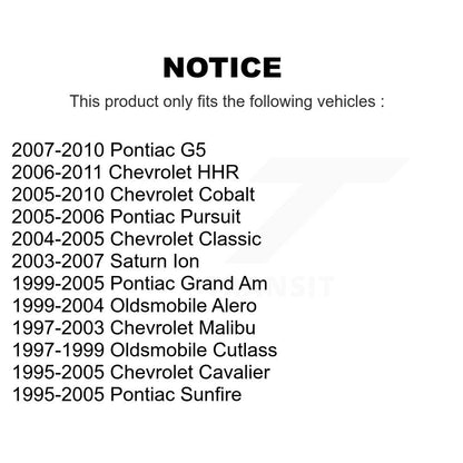 [Inférieur avant vers l'arrière] Kit de Bague de bras de suspension pour Chevrolet Cobalt Cavalier Pontiac HHR Grand Am Saturn Ion Malibu Oldsmobile Alero Sunfire Classic G5 Cutlass K72-100870