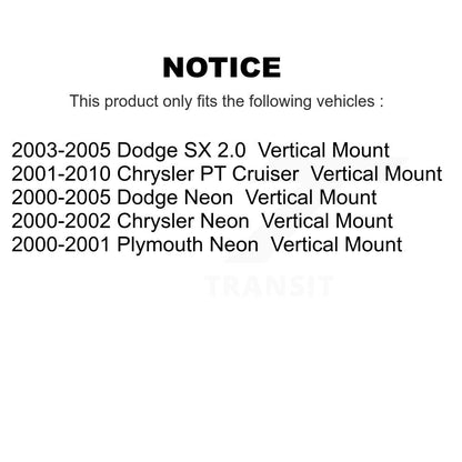 [Inférieur avant vers l'arrière] Kit de Bague de bras de suspension pour Chrysler PT Cruiser Neon Dodge Plymouth SX 2.0 Vertical Mount K72-100871