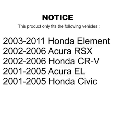 [Inférieur avant vers l'avant] Kit de Bague de bras de suspension pour 2001-2005 Honda Civic K72-100873