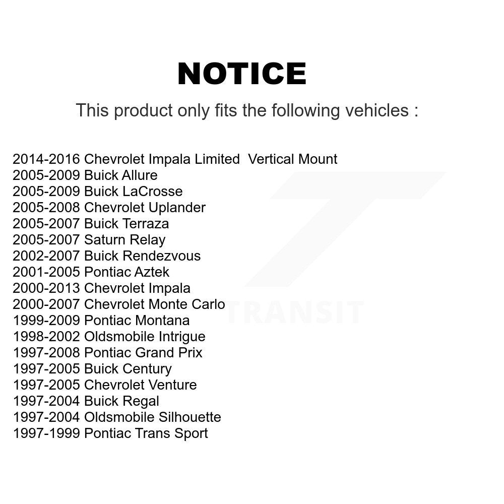 [Inférieur avant vers l'avant] Kit de Bague de bras de suspension pour Chevrolet Impala Buick Pontiac Grand Prix Century LaCrosse Rendezvous Monte Carlo Venture Uplander Limited Regal Montana Oldsmobile K72-100874
