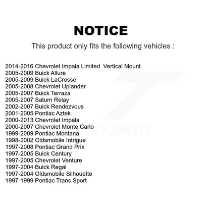 [Inférieur avant vers l'avant] Kit de Bague de bras de suspension pour Chevrolet Impala Buick Pontiac Grand Prix Century LaCrosse Rendezvous Monte Carlo Venture Uplander Limited Regal Montana Oldsmobile K72-100874