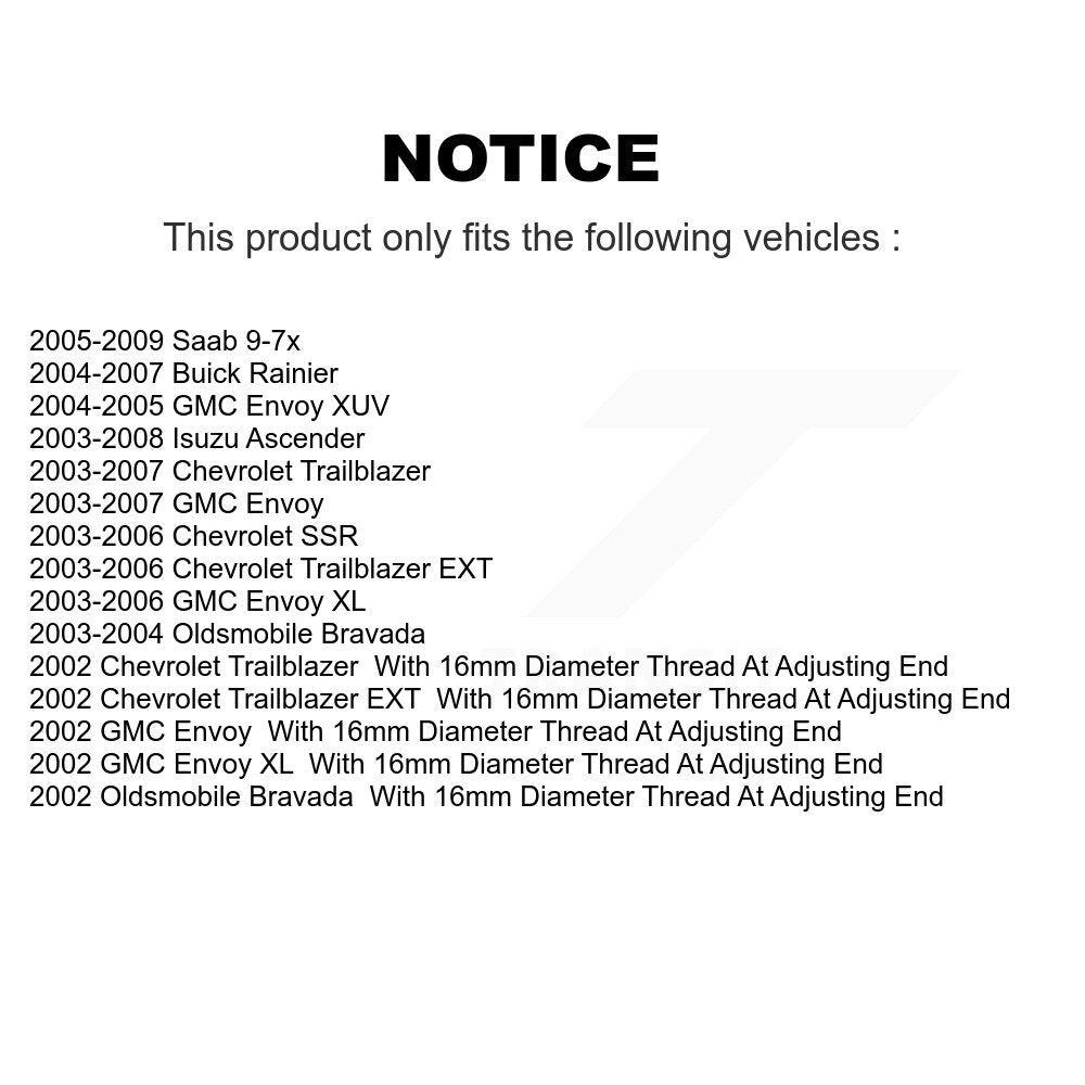 [Avant] Kit de Rotule de suspension pour Chevrolet Trailblazer GMC Envoy EXT XL Buick Rainier Oldsmobile Bravada XUV SSR Isuzu Ascender Saab 9-7x K72-100898