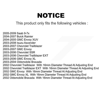 [Avant] Kit de Rotule de suspension pour Chevrolet Trailblazer GMC Envoy EXT XL Buick Rainier Oldsmobile Bravada XUV SSR Isuzu Ascender Saab 9-7x K72-100898