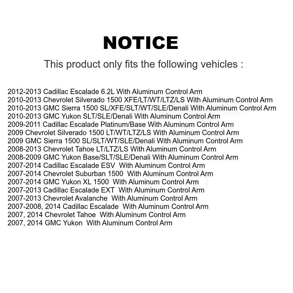 [Avant] Rotule de suspension pour Chevrolet GMC Sierra 1500 Silverado Avalanche Tahoe K72-100915