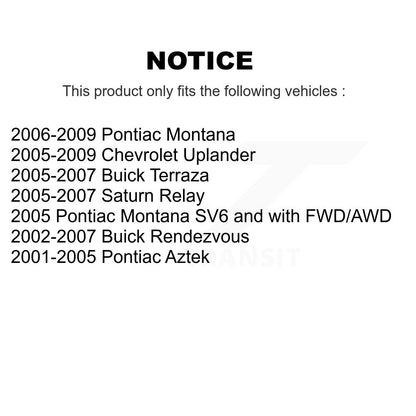 [Avant] Kit de Rotule de suspension pour Buick Rendezvous Chevrolet Uplander Pontiac Aztek Montana Terraza Saturn Relay K72-100935